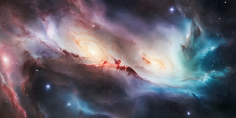 Wall Mural - panoramic 8k outer space background texture. colorful celestial astronomy or astrology backdrop. spi