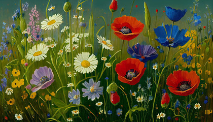 Wall Mural - Wildflower field.