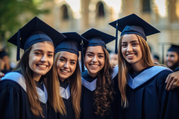 Graduation Caps Thrown in the Air, Graduates celebrating, AI Generative