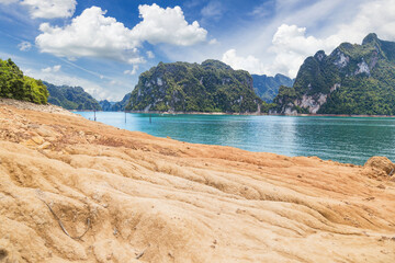 Wall Mural - The mountains, forests, trees in the rainy season, Cheow Lan Dam or Ratchaprapha Dam Surat Thani Province, Thailand