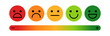© Reiu - Sad, neutral, satisfied, happy emoji set on white background. Emotion levels on scale different faces icon. Satisfaction, pain feedback with emoticon concept. Vector illustration flat, gradient style.