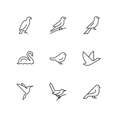 set of bird icon on white