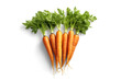 Fresh carrot vegetable with leaves isolated on white background cutout.