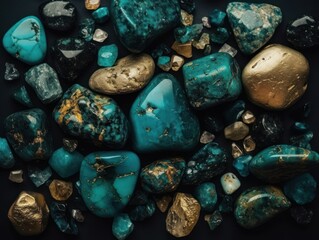  Abstract scene with marble stones on dark background Created with Generative AI technology