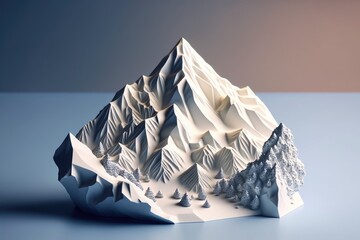 Wall Mural - isometric of the snow mountain at dark background. generative ai.