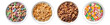 Set of various breakfast cereals in bowl, top view with transparent background, Generative AI Technology
