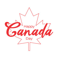 Wall Mural - Happy Canada day, background, graphics, template, clipart, logo with maple leaf for poster, banner, sign, flag, greeting card, decoration, social media post, flyer, vector, printables, Canada