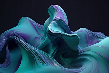 Canvas Print - Abstract Wave of Colors On A Black Background | Generative AI Artwork