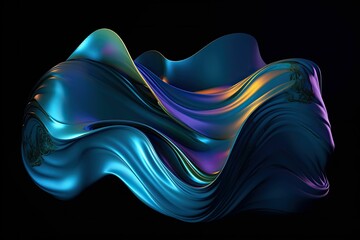 Poster - Abstract Wave of Colors On A Black Background | Generative AI Artwork