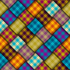 Fototapete - Abstract background seamless pattern.. Diagonal plaid pattern. Vector image. Patchwork ribbons 3d pattern.
