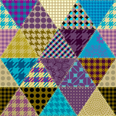 Fototapete - Textille patchwork pattern. Seamless Vector image.