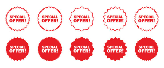 Special offer label icon set isolated on white background. Sticker label of special offer. Special offer budge vector illustration. 