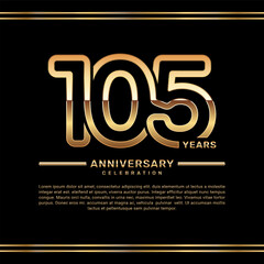 Wall Mural - 105th year anniversary celebration logo design with gold number, vector template illustration