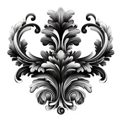 Wall Mural - Antique style black gothic. Decorative elegant luxury design. Black baroque isolated on transparent background