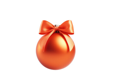 Wall Mural - orange Christmas ball with ribbon and a bow, isolated on background. Generative AI