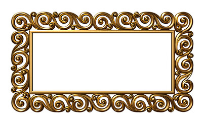Wall Mural - 3d illustration. Classic gold frame in the Baroque style. Cover or postcard. Background