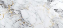 Abstract Marbled Background Banner Panorama - Luxurious Elegant Black White Marble Stone Texture, With Gold Details Generative AI