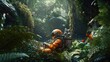 astronaut exploring the rainforest Generative AI