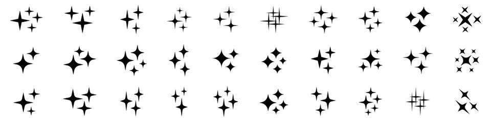 Wall Mural - sparkle star icons. shine icons. stars sparkles vector symbols.