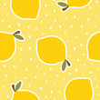 Cute lemon fruit kawaii face seamless pattern, abstract repeated cartoon background, vector illustration