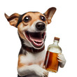 Drunk and funny dog on transparent background PNG
