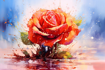 Poster - Watercolor Flower Art Wallpaper. Ai generative