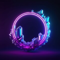 Wall Mural - Abstract background with a frame. Abstract neon background with crystals. generative ai