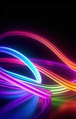 Wall Mural - Abstract blue background with glowing lines. Colorful neon light spectrum loop ultraviolet quantum light. generative ai