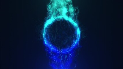 Wall Mural - abstract energy animated background. blue energy flow with soft smoke and bright power rays. cosmic 