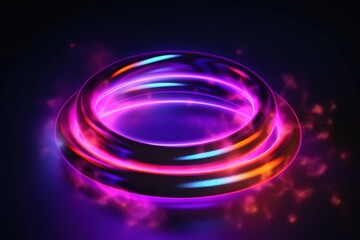 Wall Mural - Background with glowing circles. Magic neon rings. generative ai