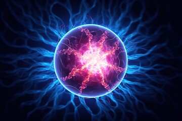 Wall Mural - plasma ball on black. plasma ball with binaries. generative ai
