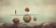 Balancing Act: A whimsical image featuring a person balancing on top of an object, embodying balance, stability, and focus in life. Generative ai
