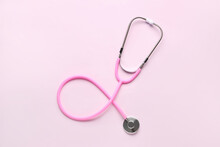 Modern Stethoscope On  Pink Background