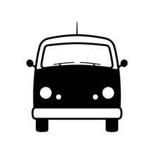 Minibus Icon. Camper, Minivan, Van. Black Contour Linear Silhouette. Front View. Editable Strokes. Vector Simple Flat Graphic Illustration. Isolated Object On A White Background. Isolate.