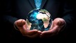 © Moritz - A businessman holds a global business globe, interconnected with a network, while focusing on digital marketing strategies and innovative solutions. Utilizing business development technology, this ind