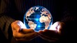 © Moritz - A businessman holds a global business globe, interconnected with a network, while focusing on digital marketing strategies and innovative solutions. Utilizing business development technology, this ind