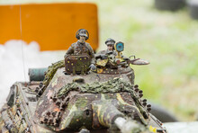 Figurines Of German Soldiers On A Model Of Military Equipment From The Second World War