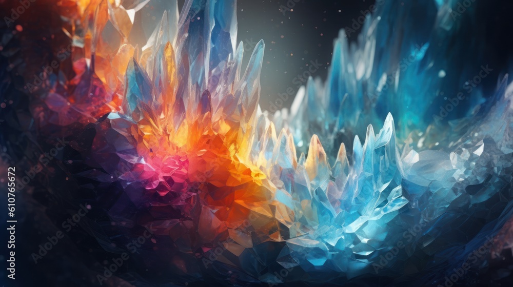 Underground cave system adorned with shimmering crystals of all colors ...