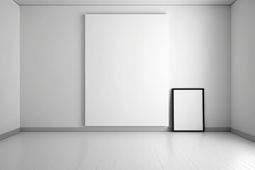 Canvas Print - empty room with minimalist design and contrasting black door. Generative AI