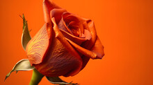 An Orange Rose With Red Background