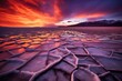 Frozen lake at sunset in National Park, Generated AI
