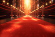 Glowing light enhances the allure of an empty red carpet runway Generative AI