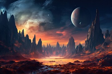 Wall Mural - space landscape on the planet mars geneartive ai