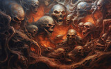 Fototapeta Tematy - Purgatory Inferno With Skulls