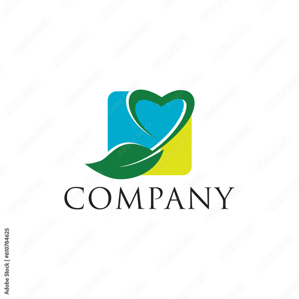 Heart green leaf nature health logo design vector Stock Vector | Adobe ...