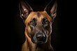 Studio portrait of a dog breed Belgian Malinois. AI generated, human enhanced