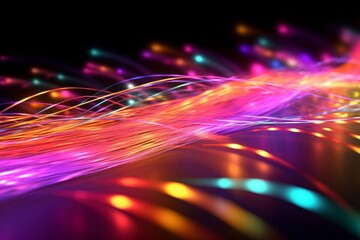 Poster - Abstract background of glowing fiber optic internet cables. AI generated, human enhanced