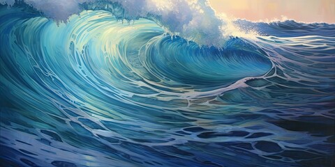 Wall Mural - Rhythmic Waves An abstract composition featuring the undulating motion of ocean waves  Generative AI Digital Illustration Part#060623 