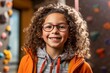 © Eber Braun - Portrait of smiling little girl with curly hair in eyeglasses