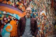 © Robert MEYNER - Portrait of a handsome mature man in front of a graffiti wall